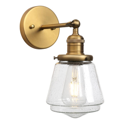 1-Light Vintage Wall Sconce Lamp with Seeded Glass Shade, Industrial Indoor Wall Light Fixture