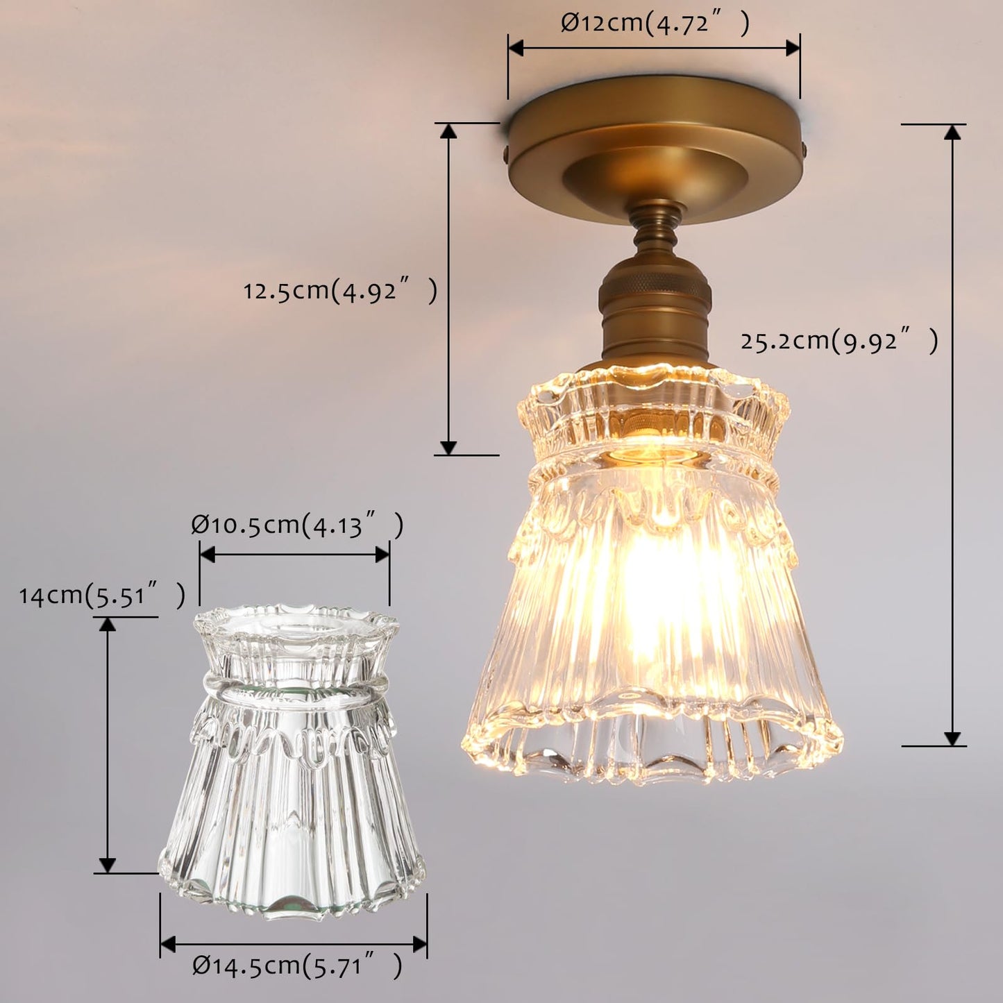 Flush Mounted Ceiling Light with Heavy Handmade Crafts Glass, Modern Hardwired Stripes Ceiling Lamp Lighting