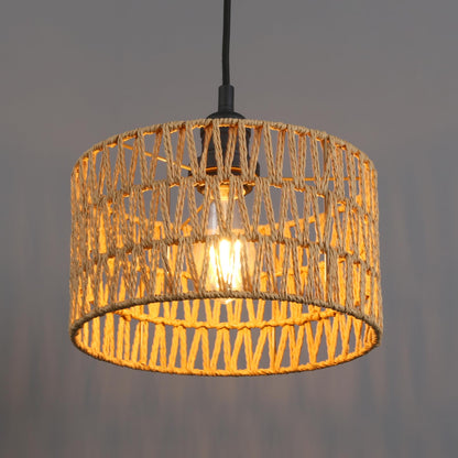 Modern Handwoven Rattan Pendant Light, Adjustable Hanging Light