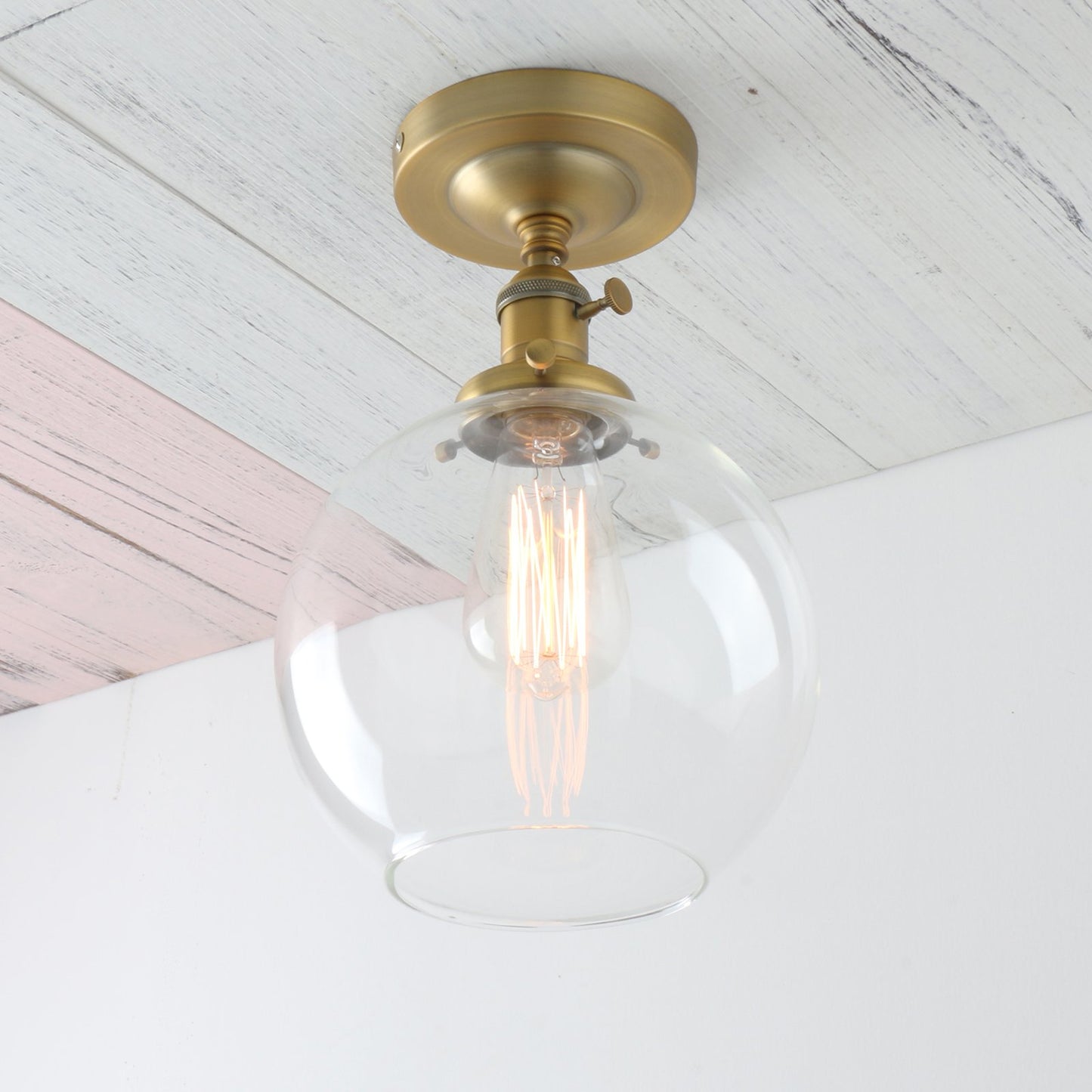 7.9" Globe Clear Glass Vintage Ceiling Light 1-Lights Pendant Lighting