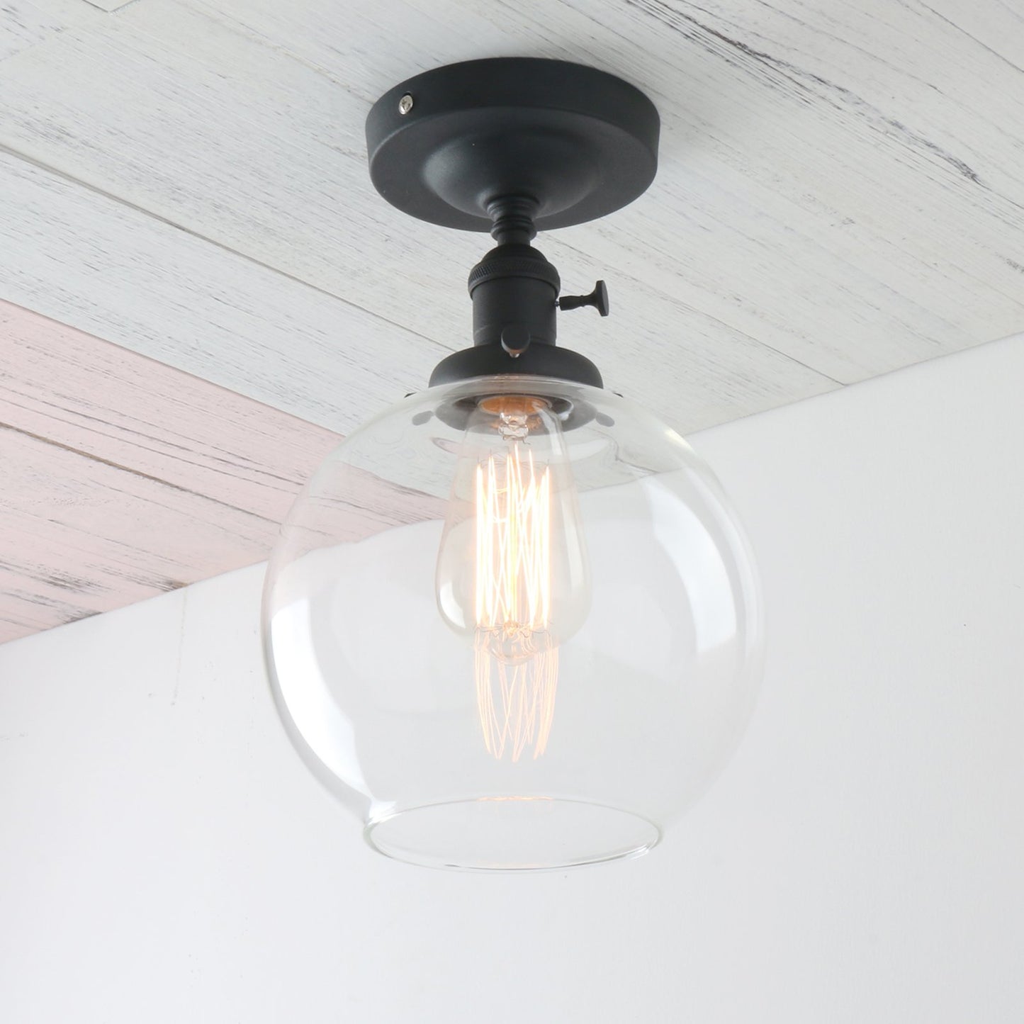 7.9" Globe Clear Glass Vintage Ceiling Light 1-Lights Pendant Lighting