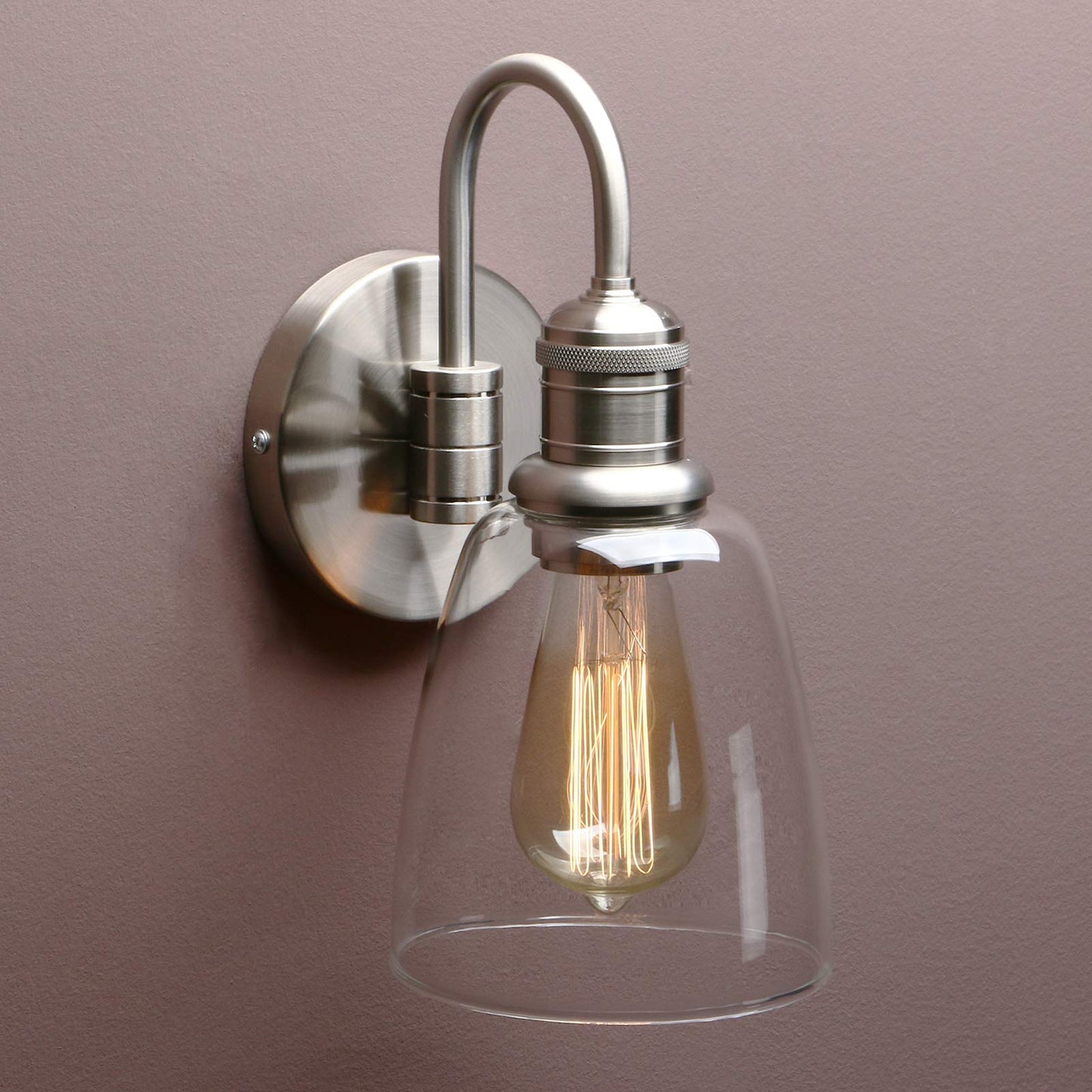 Industrial Fixture Light with Elegant Gooseneck Curved Rod， Vintage Wall Sconce