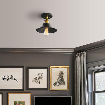 Vintage Ceiling Light, Farmhouse Ceiling Lamp, Matte Black Semi-Flush Mounted Lighting