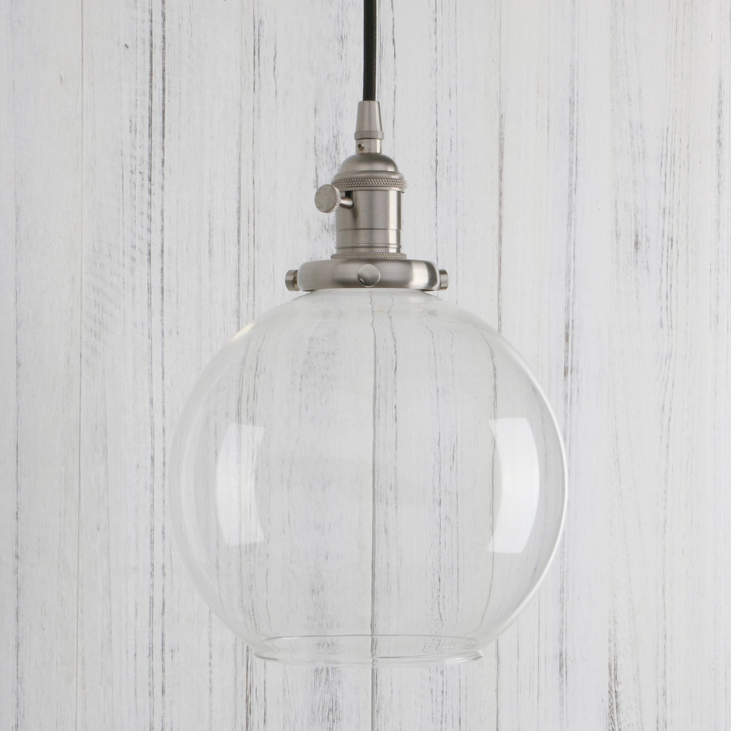 Vintage Industrial Pendant Light with 7.9" Globe Round Glass Shade Modern Lamps