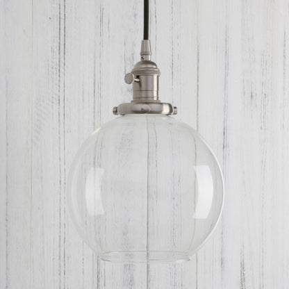 Vintage Industrial Pendant Light with 7.9" Globe Round Glass Shade Modern Lamps