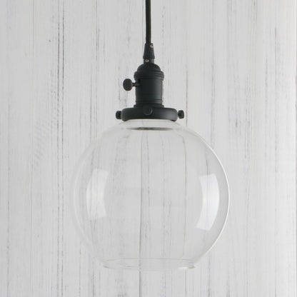 Vintage Industrial Pendant Light with 7.9" Globe Round Glass Shade Modern Lamps