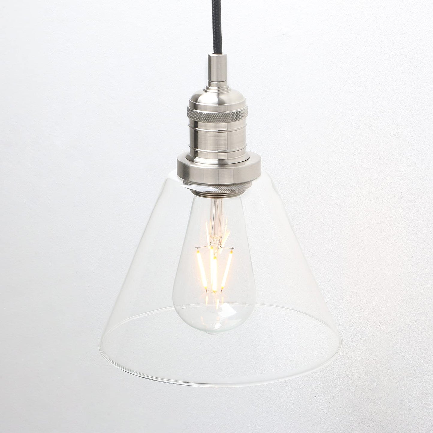 Industrial 3-Light Pendant Light, Adjustable with Clear Glass Shade