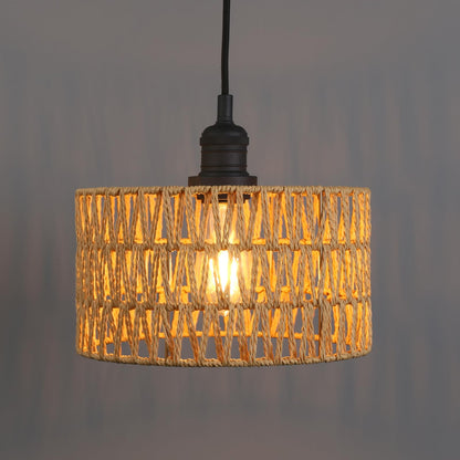 Modern Handwoven Rattan Pendant Light, Adjustable Hanging Light