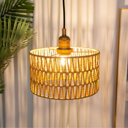 Modern Handwoven Rattan Pendant Light, Adjustable Hanging Light