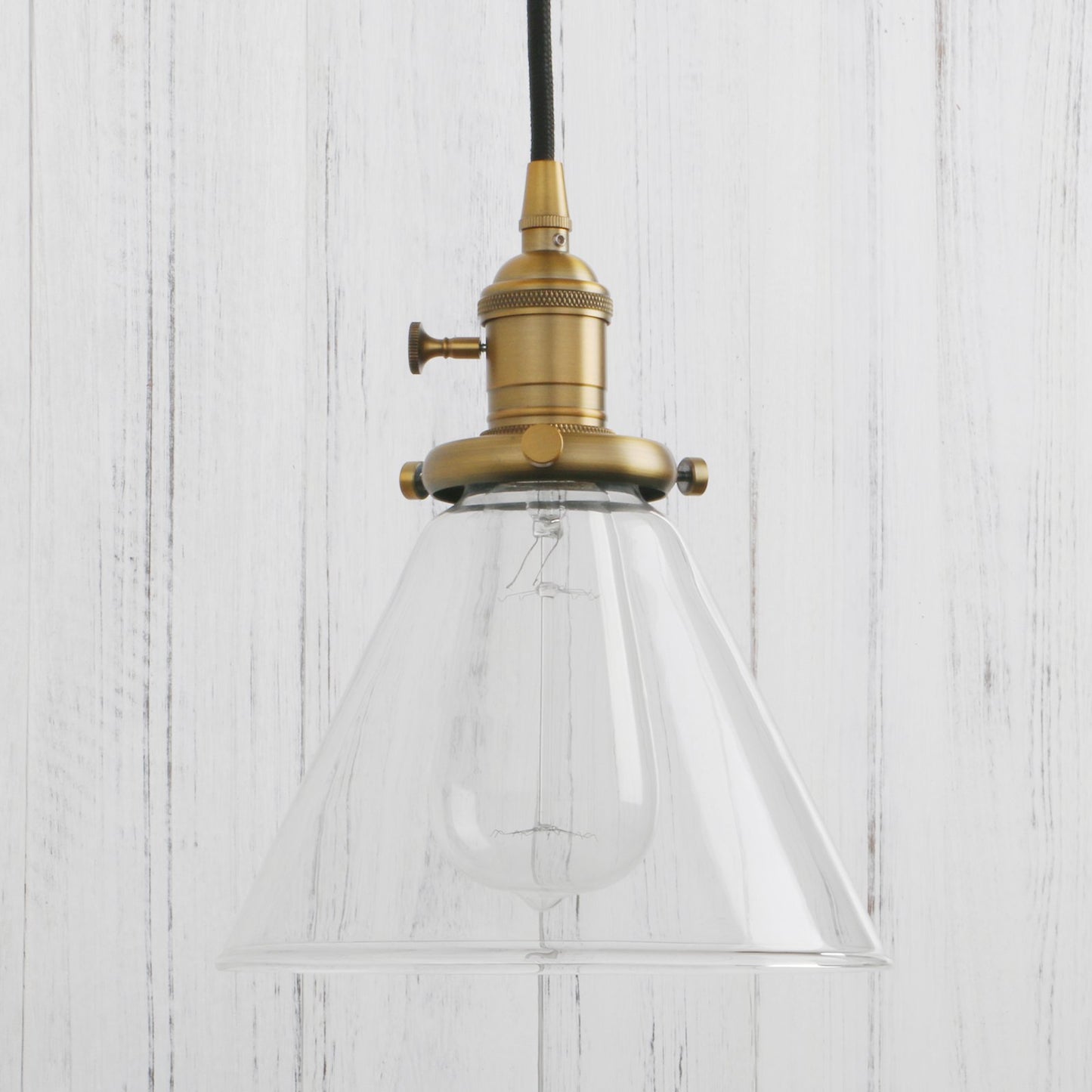 Funnel Flared Glass Clear Glass Shade 1-Light Ceiling Fixture,Anqitue Pendant Light