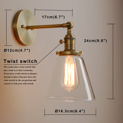 Industrial Wall Sconce Lighting Single Brass Sconce