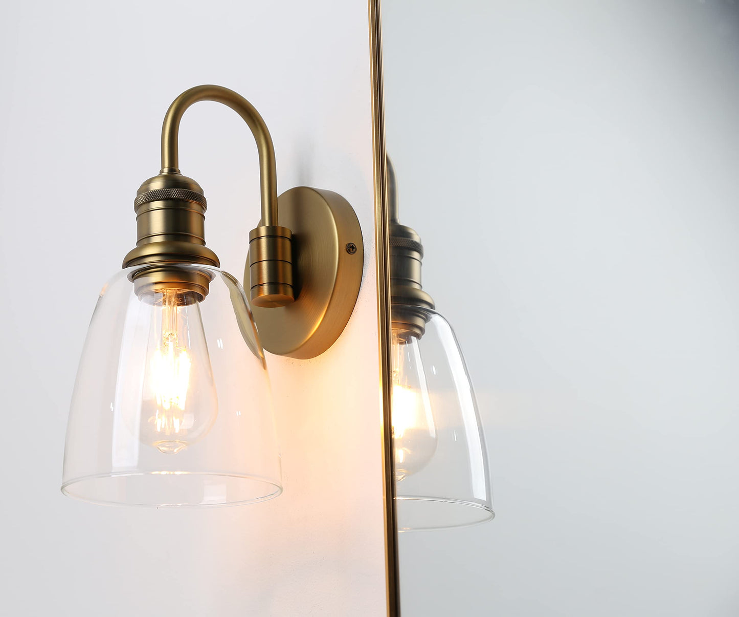 Industrial Fixture Light with Elegant Gooseneck Curved Rod， Vintage Wall Sconce