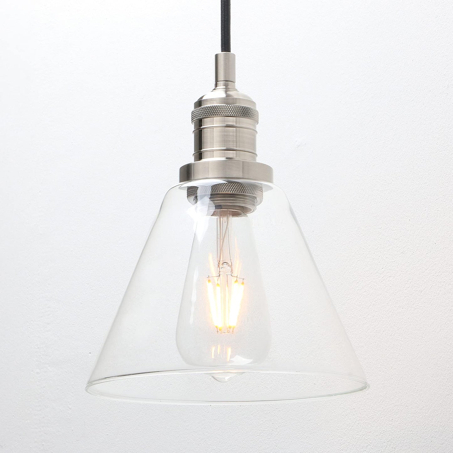 Industrial 3-Light Pendant Light, Adjustable with Clear Glass Shade