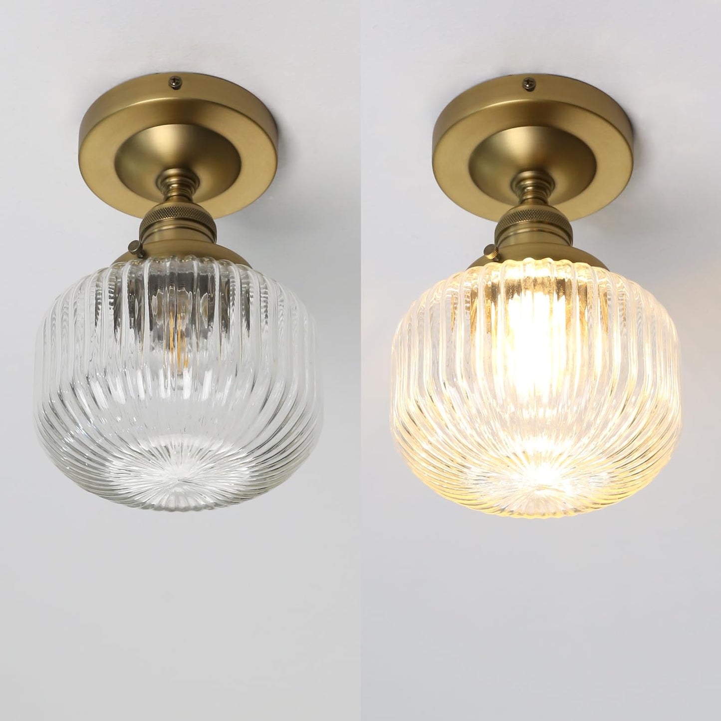 Clear Striped Glass Lampshade Farmhouse Pendant Fixture