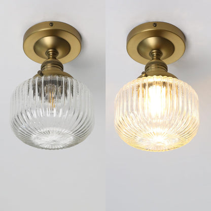 Clear Striped Glass Lampshade Farmhouse Pendant Fixture