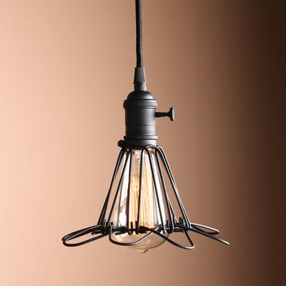 Industrial Retro Loft Bar Metal Cage Hanging Pendant Light Lamp Fixture