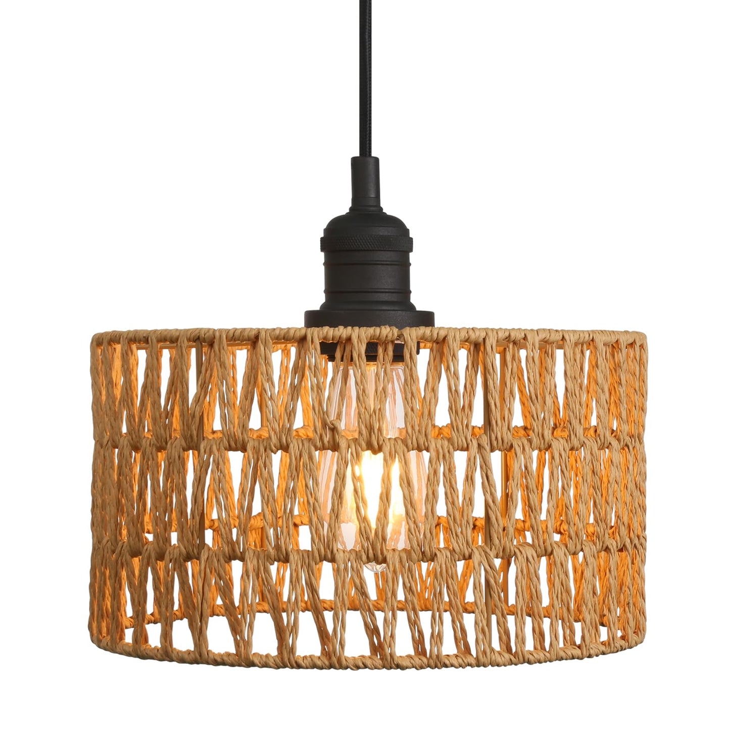 Modern Handwoven Rattan Pendant Light, Adjustable Hanging Light