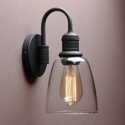 Industrial Fixture Light with Elegant Gooseneck Curved Rod， Vintage Wall Sconce