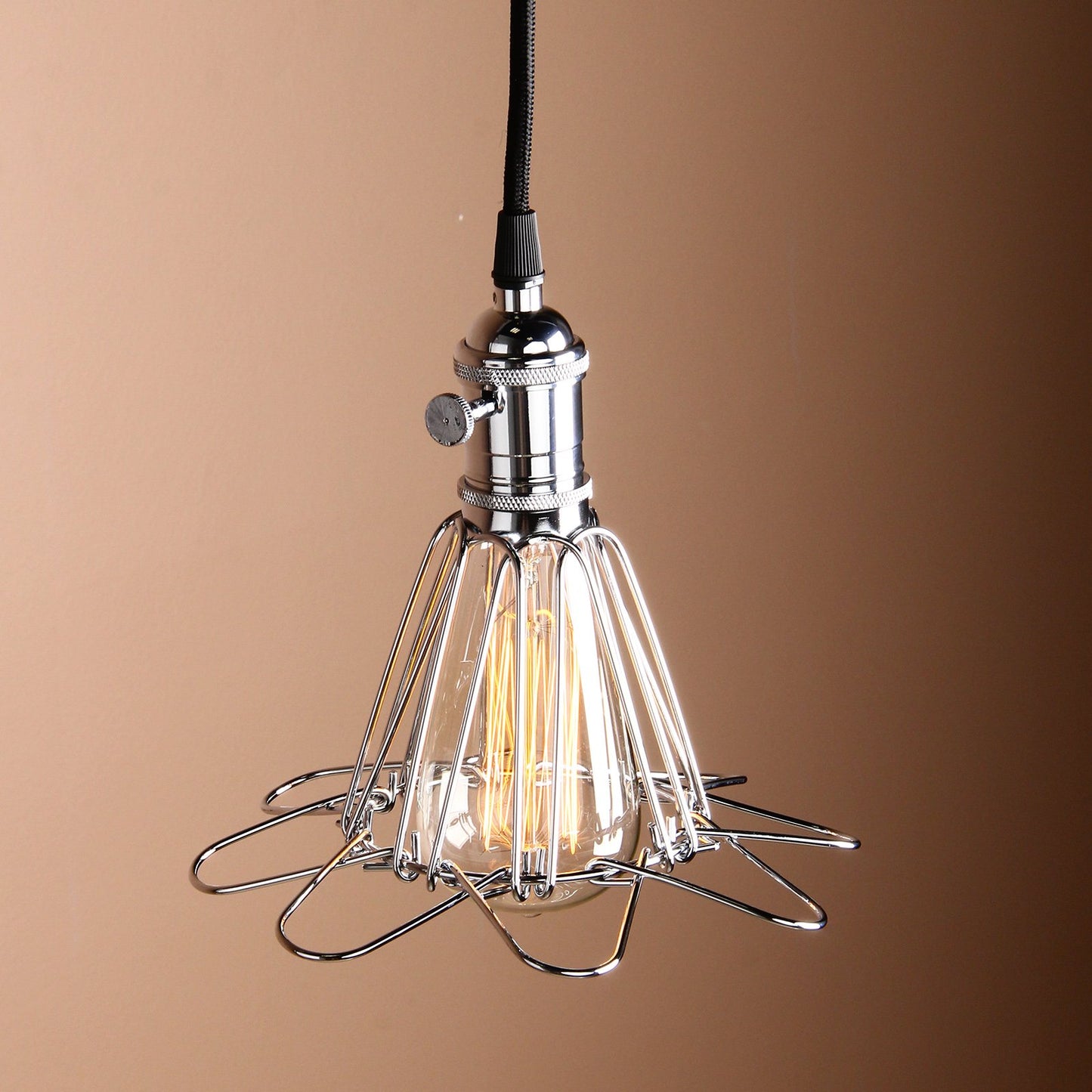 Industrial Retro Loft Bar Metal Cage Hanging Pendant Light Lamp Fixture