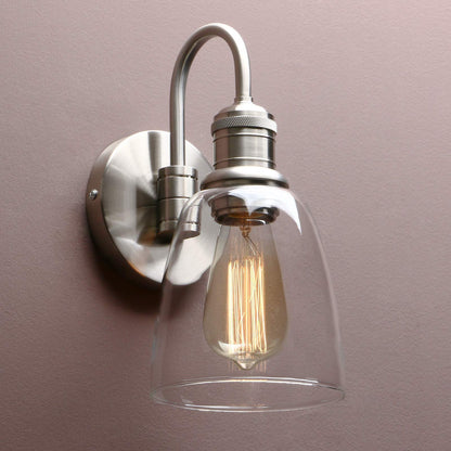 Industrial Fixture Light with Elegant Gooseneck Curved Rod， Vintage Wall Sconce