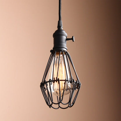 Industrial Retro Loft Bar Metal Cage Hanging Pendant Light Lamp Fixture