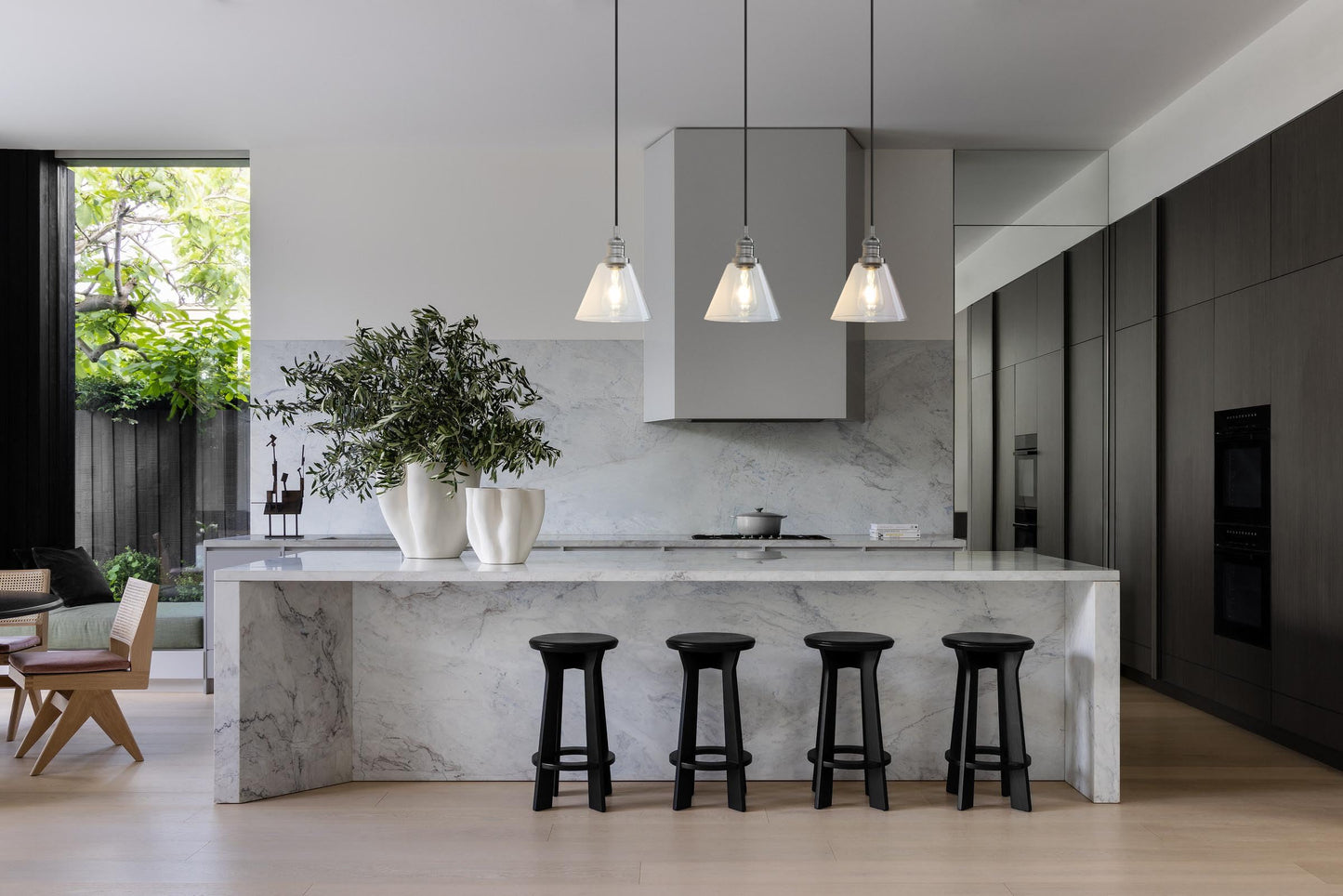 Modern Pendant Light Fixtures, Over Kitchen Island Sink Style with Clear Glass Shade