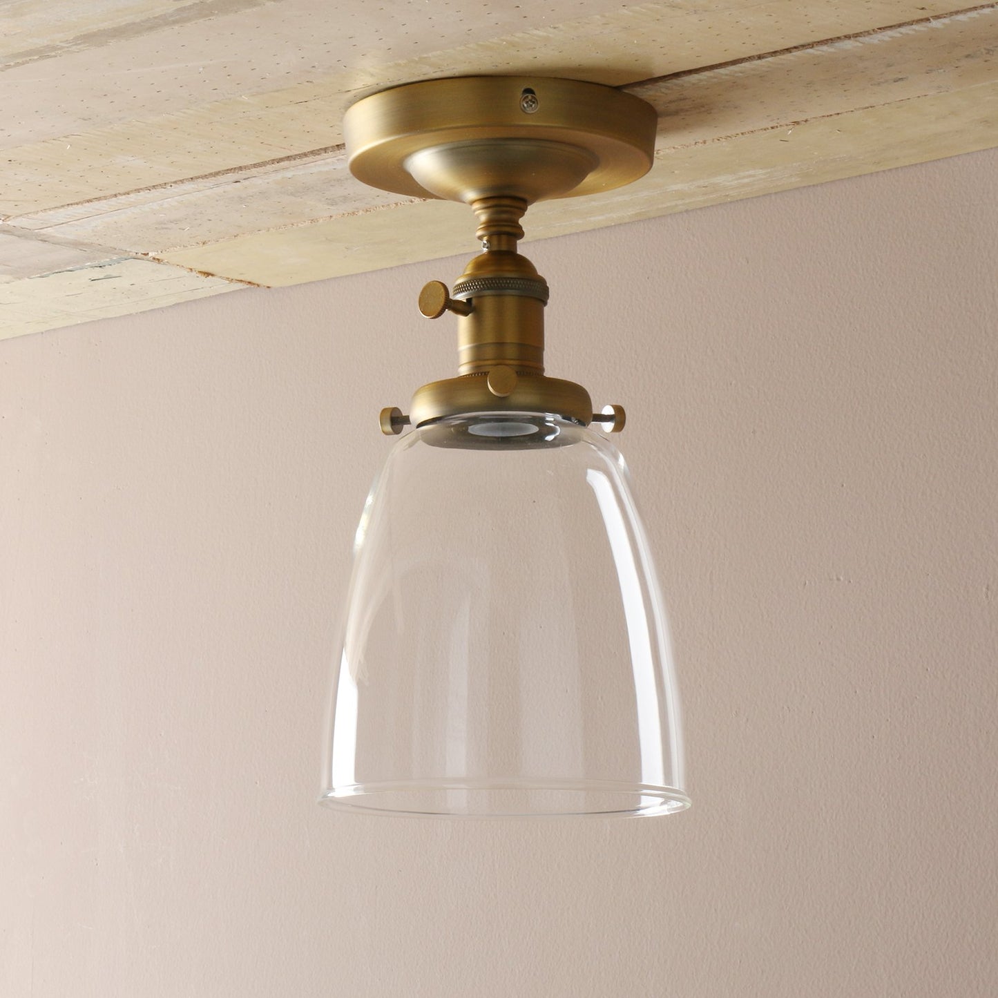 Industrial Vintage Edison Pendant Light Clear Glass Shade Flush Mount Fixture Chandelier