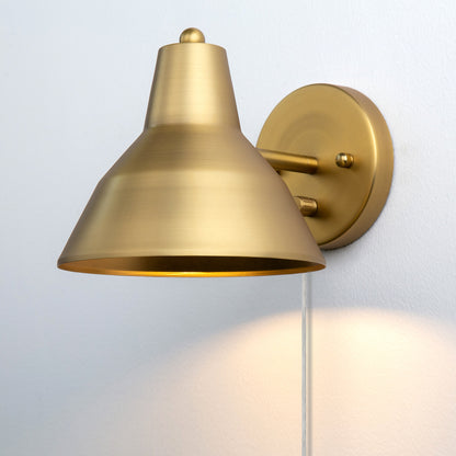 1-Light Plug in Indoor Wall Sconce,Dimming On Off Switch Hardwired with 6.89" Bowl Metal Shade