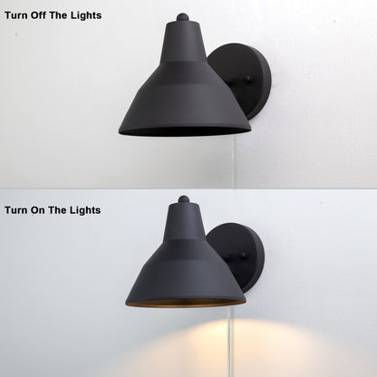 1-Light Plug in Indoor Wall Sconce,Dimming On Off Switch Hardwired with 6.89" Bowl Metal Shade