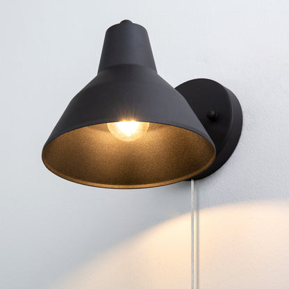 1-Light Plug in Indoor Wall Sconce,Dimming On Off Switch Hardwired with 6.89" Bowl Metal Shade