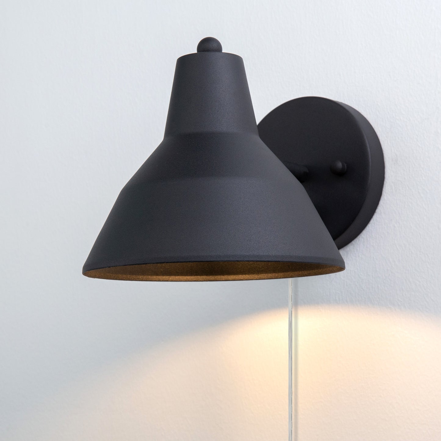 1-Light Plug in Indoor Wall Sconce,Dimming On Off Switch Hardwired with 6.89" Bowl Metal Shade