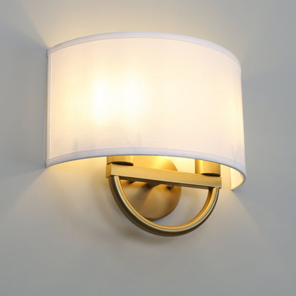 Classic Industrial Wall Sconce Fixtures with Semicircle Fabric Shade, Double Arm