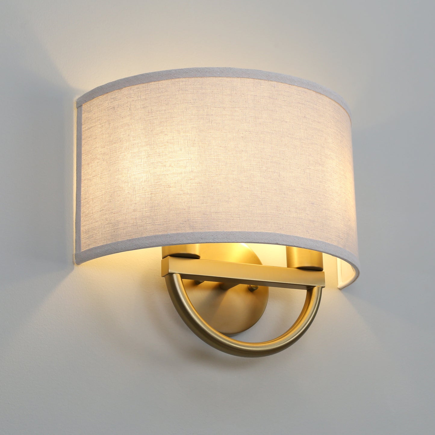 Classic Industrial Wall Sconce Fixtures with Semicircle Fabric Shade, Double Arm