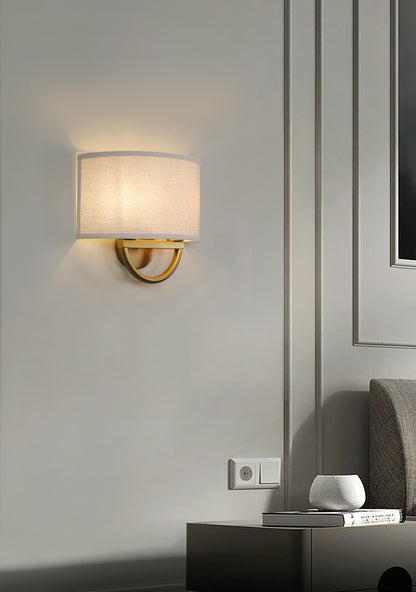 Classic Industrial Wall Sconce Fixtures with Semicircle Fabric Shade, Double Arm