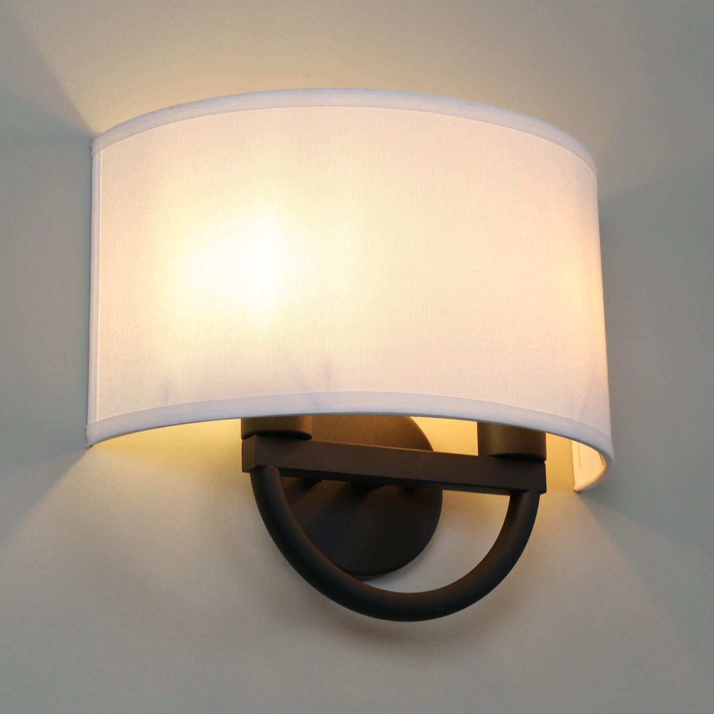 Classic Industrial Wall Sconce Fixtures with Semicircle Fabric Shade, Double Arm