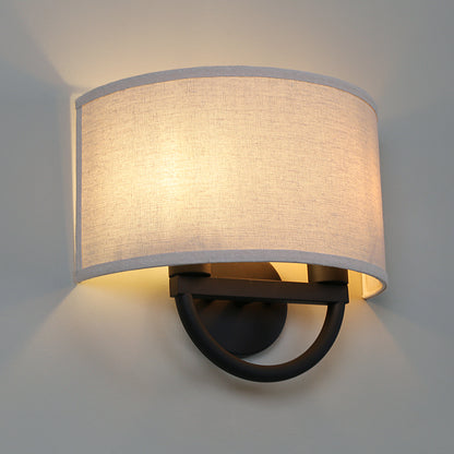 Classic Industrial Wall Sconce Fixtures with Semicircle Fabric Shade, Double Arm